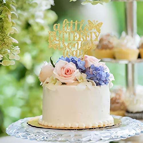 A Little Butterfly Is On Her Way Cake Topper,Gender Reveal Baby Shower Party Cake Decor,Newbaby Welcome Baby Party Decorations,Butterfly Theme Sign #TOP3