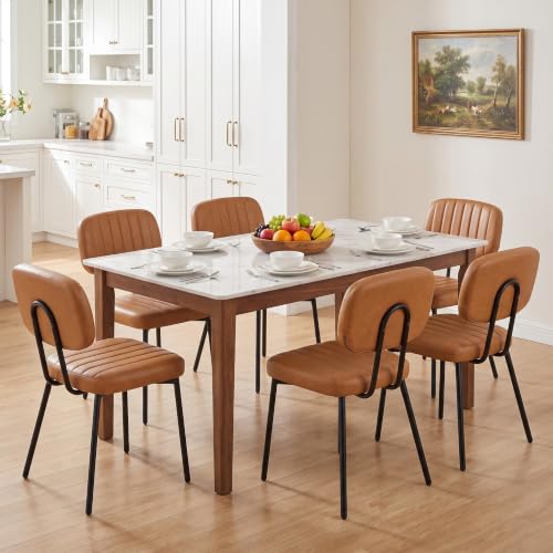 DUMOS Dining Chairs Set of 6, PU Leather Dining Room Chairs with Backrest