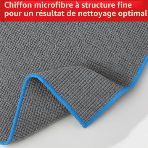 Kemes Lot de 6 chiffons en microfibre pour voiture, 380 g/m², 40 x 40 cm, pour la maison, les fenêtres et l'entretien de la voiture, chiffons de nettoyage multifonctionnels, gris foncé – vue 7