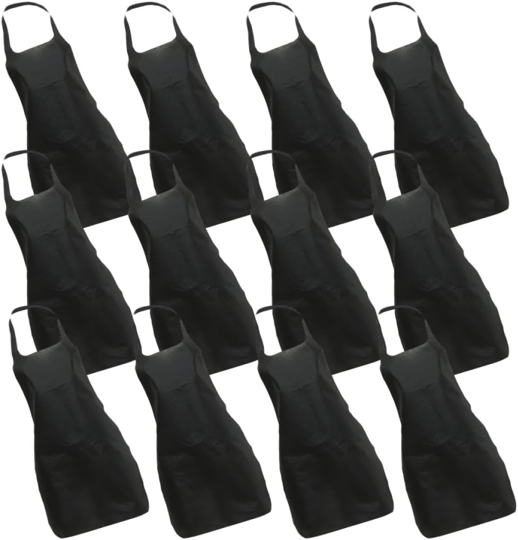 Cabilock Thickened Disposable Aprons for Adults, 15pcs Black Non-woven Protective Aprons for Bbq, Cooking, Painting, and Catering Use