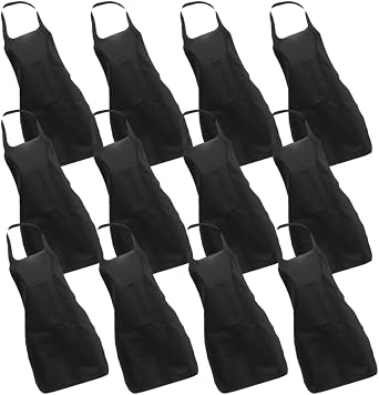 Cabilock Thickened Disposable Aprons for Adults, 15pcs Black Non-woven Protective Aprons for Bbq, Cooking, Painting, and Catering Use