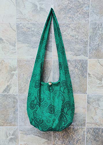 Image of BTP! Thai Cotton Hippie Hobo Sling Crossbody Bag eco Friendly Shopping bag Paisley Print Large