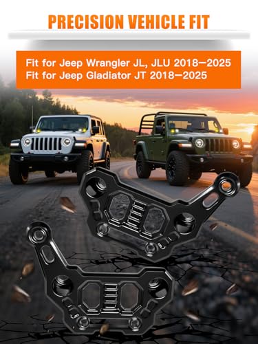 Image of UNI-SHINE 2-Pack Dual Hood Mounting Brackets for Light Bar Fit for Jeep Wrangler JL JLU Gladiator JT 2018-2026 Aluminum A-Pillar Auxiliary Cowl Mounts for LED Pod & Ditch Lights