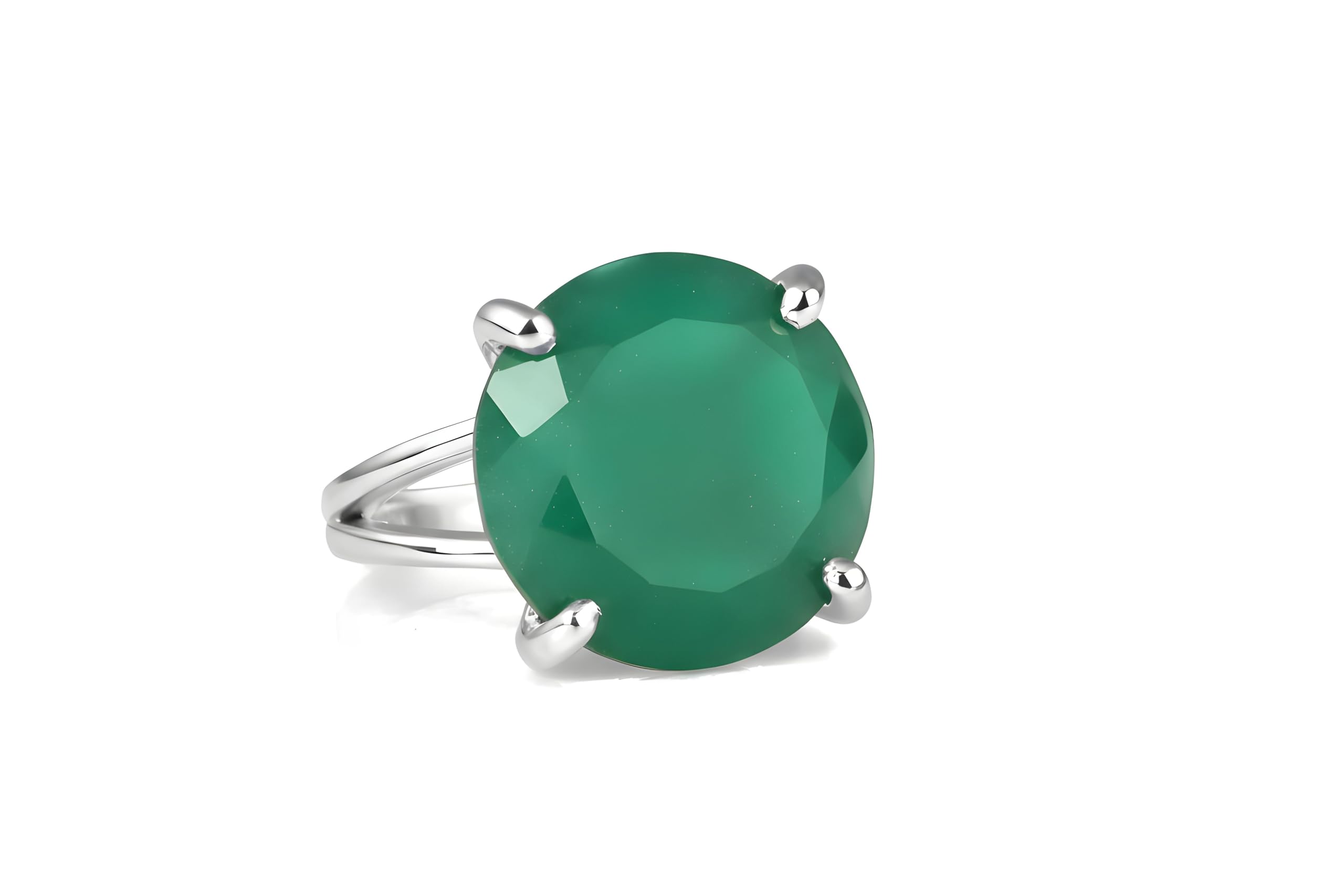 Anillos Personalizados de Piedras Preciosas para Mujer - Onix Verde en Plata de Ley 925 Banda Doble - Anillos Personalizados Hechos a Mano - Caja de Joyas Gratis y Grabado Personalizado Disponible