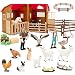 TOYMANY 40PCS Farm Animals Figures Playset with Barn House Fence, Learning Toy Farm Figurines Set with Farmers Horse Cow Hen & Fodders, Educational Toys Christmas Birthday Gift or Kids Toddlers