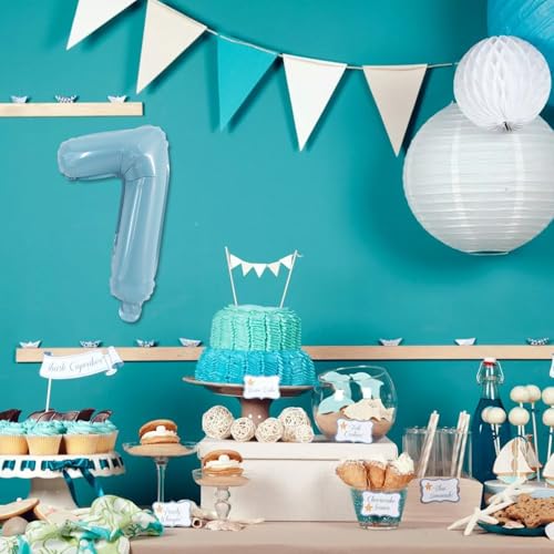 Image of TONIFUL Number Balloon 16Inch 10 Pcs Light Blue 0-9 Birthday Number Ballons
