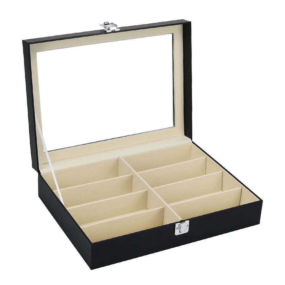 FOMIYES Brillenaufbewahrungsbox mit Fächern für Brillen und Sonnenbrillen Brillen-display-etui aus Pu-leder Aufbewahrungsorganizer für Sammler und Kleine Gegenstände
