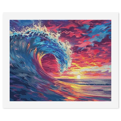 Kit de pintura por números para adultos principiantes cuadro de óleo con lienzo digital de olas