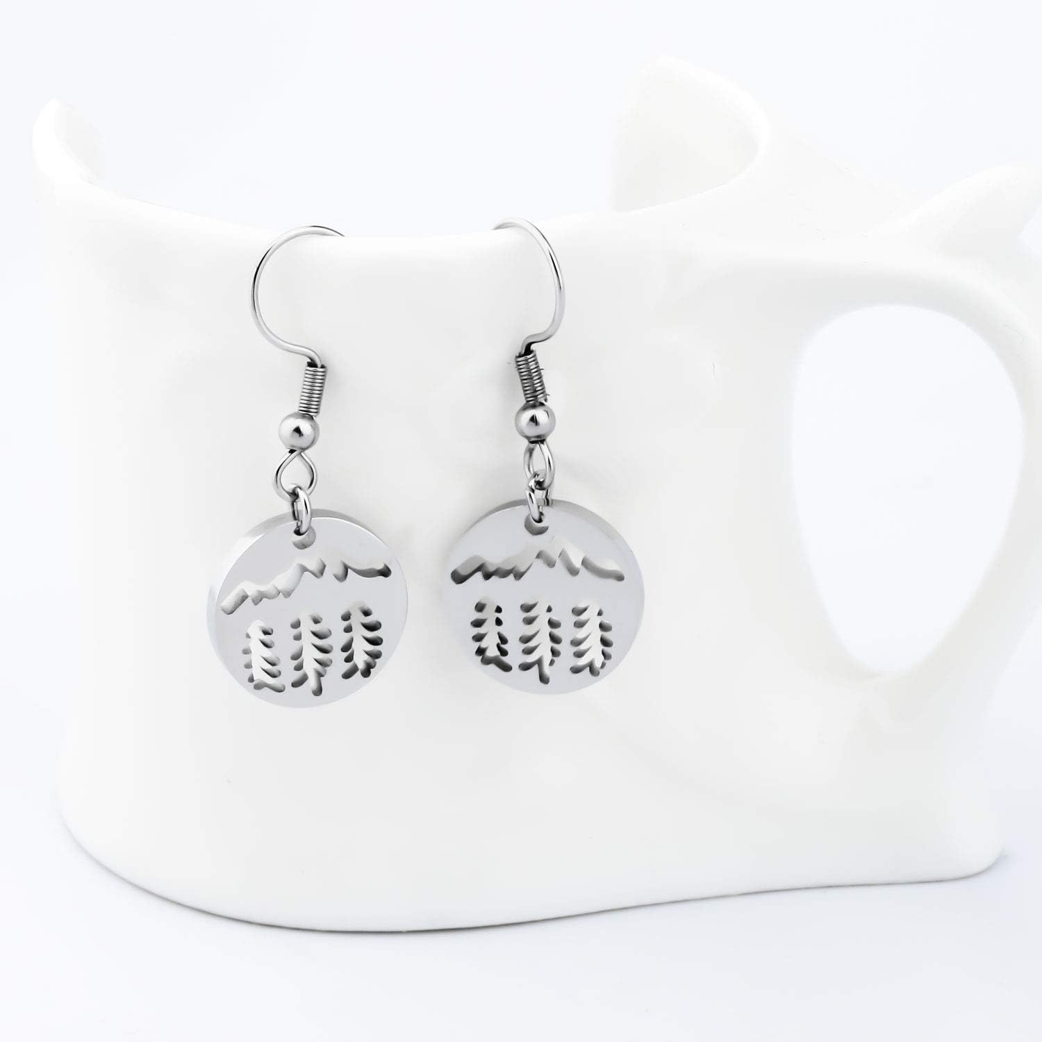 BEKECH Mountain Earrings Mountain Range Mountain Forest Pendant Earring Gift for Mountain Climbing Lover - Image 5