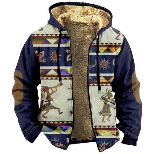 Generisch Chaqueta noruega para hombre XXL, chaqueta de forro polar para hombre, invierno, original, vintage, estampado grueso, forro polar, manga larga, chaqueta con capucha, sudadera con capucha