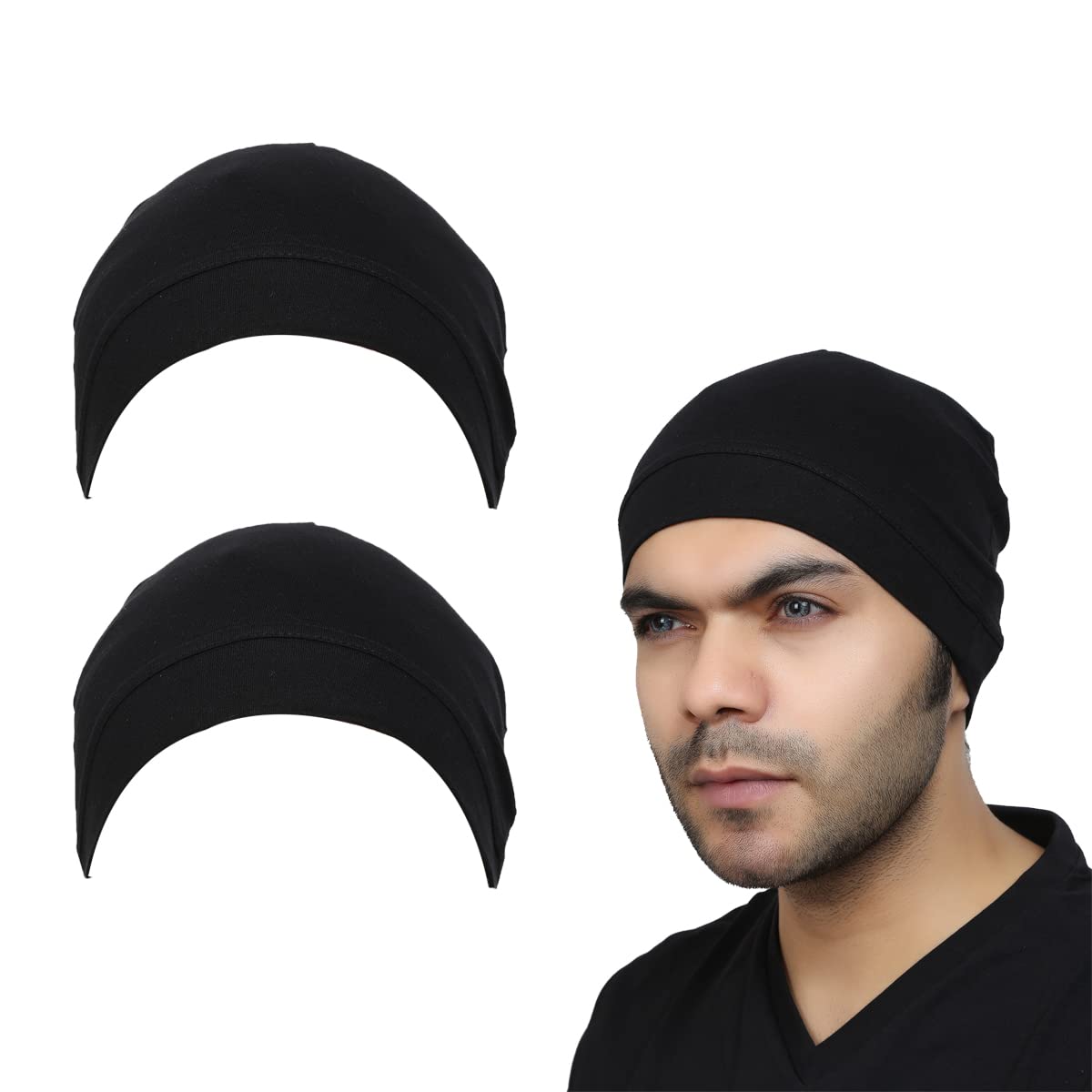 Premium Cotton Helmet Liner Sweat Wicking Skull Cap Beanie. Ultimate Performance Moisture Wicking. Fits Under Helmets 2 Piece