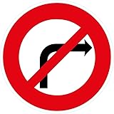 Signalétique.biz France   Panneau temporaire en plastique COMACEL 650 mm – Interdiction de tourner à droite