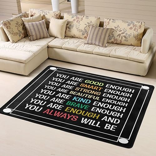 You Are Enough Area Rug 63x48in Non-Slip Indoor Carpet