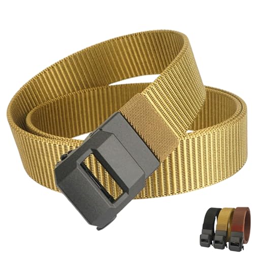 Automatic Buckle Stretch Nylon Belt for Men - Adjustable No-Hole Design,Comfortable & Durable Casual, Office