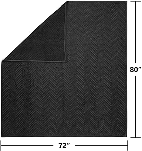 Journeyo Padded Packing & Moving Blankets 6 Pack Heavy Duty Professional 80 X 72 Inch Furniture Shipping Pads For Moving And Storage-Black(6 Heavy Duty Blankets 65Lbs / Dozen) #TOP3