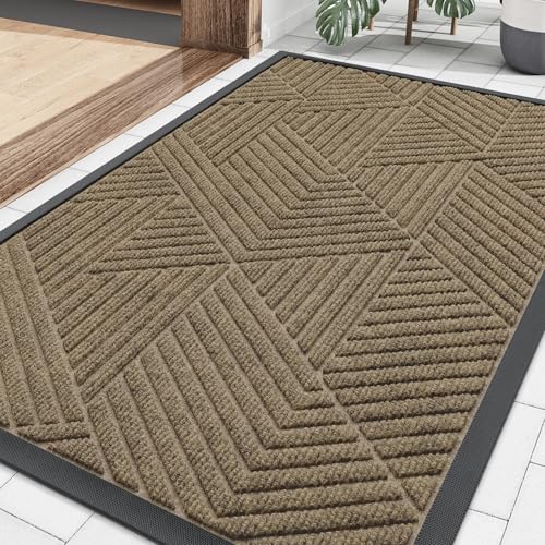 Image of Smiry Front Door Mat Outside Entrance, Low Profile Rubber Doormat, 29.5x17