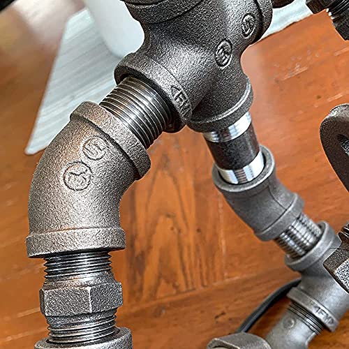 Retro Tafellamp Industriële Ijzer Waterpijpen Robot Tafel Lamp Steampunk Desktop Lichte Steampunk Stijl Tafellamp… - Afbeelding 3