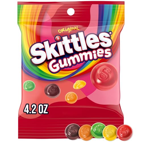 Image of SKITTLES Gummies, Original Fruity Gummy Candy Bags with 4.2 Oz Each, Individually Wrapped Bulk Snacks, Pack of 12