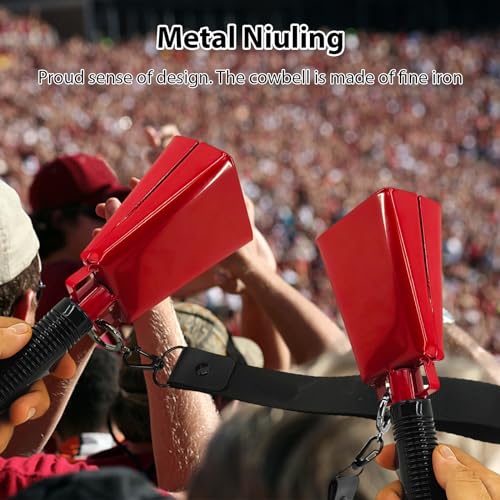 Daconovo Sino de vaca de 9 polegadas com alça de pulso Instrumento musical de percussão Decorações d
