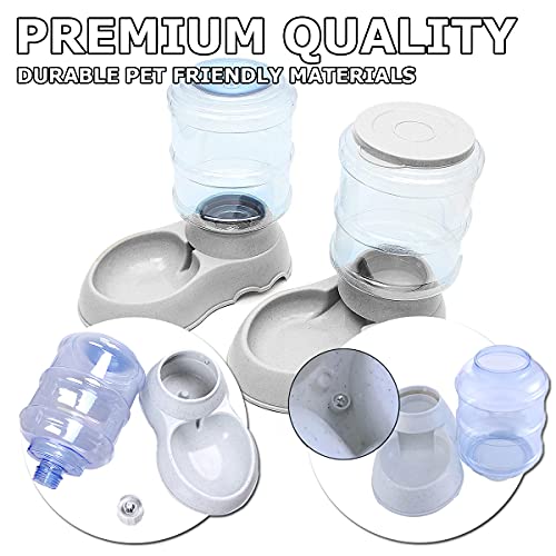 Vaygway Pet Feeder And Waterer – Self Dispensing Gravity Automatic Feeder - Food And Water Dispenser Set – Dog Cat Pet Food Bowl – 1 Gallon Feeder And 3.7 Waterer #TOP1