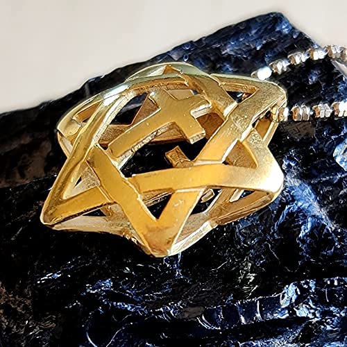 Miniatura 2 de Star of David With Cross Gold Necklace, 3D design Messianic Pendant, Jewish Christian interfaith Jewelry