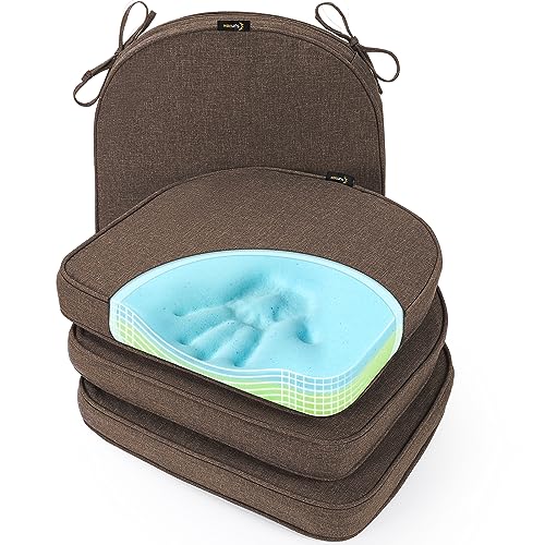 SUNROX Gel Memory Foam Chair Cushions, FadeShield Water-, Stain-Resistant Durable Reversible Seat Cushion Pads with Ties for Indoor/Outdoor Kitchen Dining Office 17