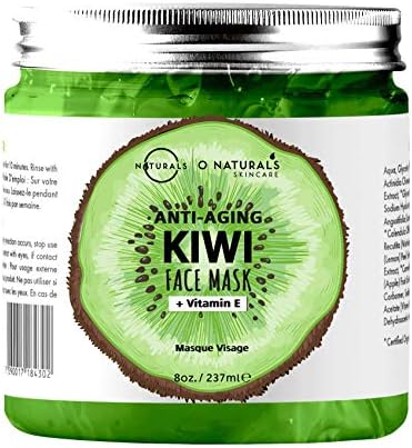 O Naturals Kiwi Face Hydrating Gel Mask With Cucumber Vitamin E Vegan Moisturizer Organic Ingredients Hyaluronic Acid For Women & Men 8oz