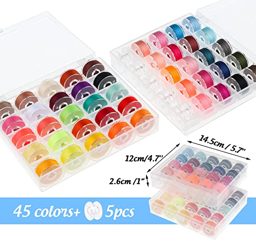 Ilauke 95Pcs Bobbins Sewing Thread Kits, 400 Yards Per Sewing Thread Polyester Spools With Case 45 Colors Sewing Supplies, Prewound Bobbin For Brother Singer Janome Hand & Machine Sewing #TOP6