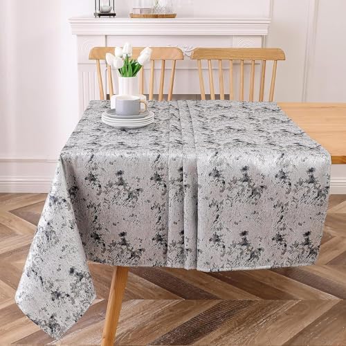 Majestic Giftware Jacquard Tablecloths for Rectangle Tables (TARNY-5472) | Aruba - Navy Elegance Design Dining Table Cover | Decorative Soft & Washable Tablecloth for Home, Kitchen & Dining (54X72)