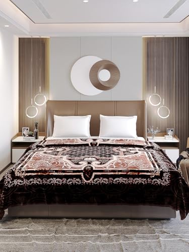 Image of Monte Carlo Regal Gold Double Bed Winter Blanket Single Ply 510 GSM | 2.5 KG (210 x 205 CM) Coffee White 05