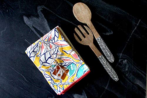 Taran Living Dish Towels For Kitchen - 18X28 Inch, Printed Floral Yellow Tea Towels For Bar, Restaurant And Dishcloths - Pack Of 4 #TOP6