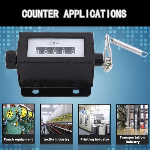 Image of Mechanical Counter, 5-Digit 0-99999 Pull Number Counter Rotating Knob, Resettable Black Mechanical Counter with Spring, with Lever