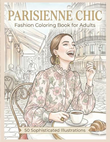 Parisienne Chic: 50 Sophisticated Illustrations for Adults: An Aesthetic Journey through the Streets of Paris (Parisienne Style Coloring Book Series) image 2