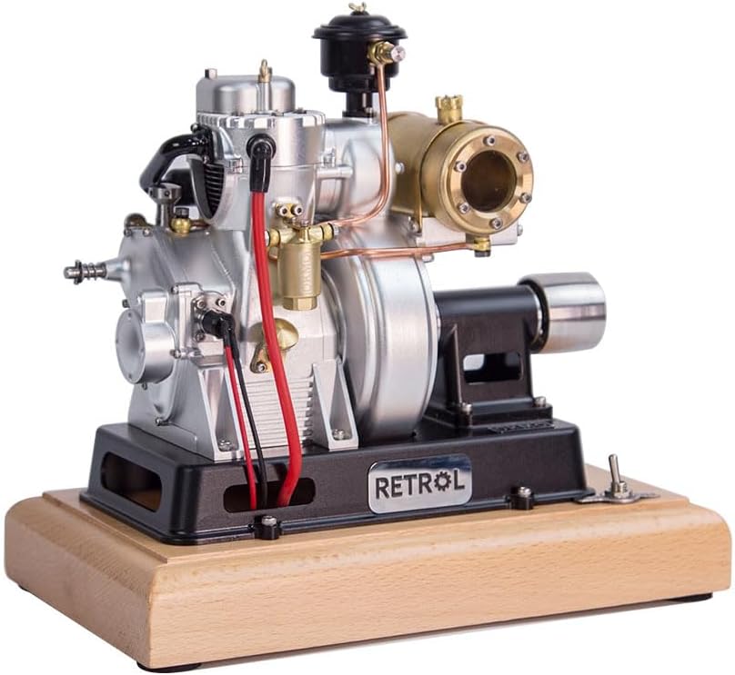 185-Type Engine Model for Adults, Air Cooling Single-Cylinder 4-Stroke Mini Engine Kit That Runs, Classic Vintage Metal Tractor Engine, Education Gift, RTR/Pulley Version