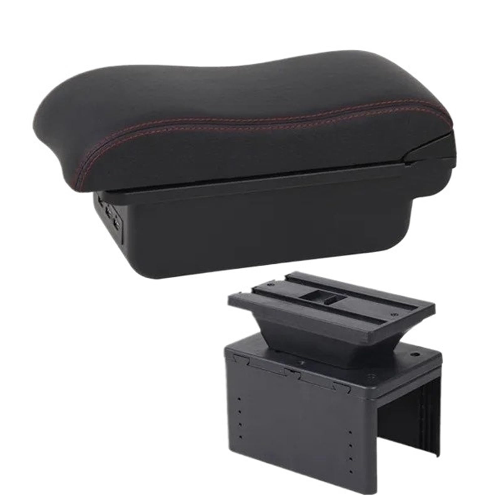 NOKRGQW Car Armrest Box Universal Car Armrest Box Storage Retrofit Parts Accessories(B1 red line 3USB)