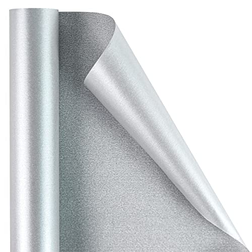Image of RUSPEPA Silver Matte Wrapping Paper - Solid Color Pearly - luster Paper Perfect for Wedding, Birthday, Christmas, Baby Shower -17 Inches X 32.8 Feet