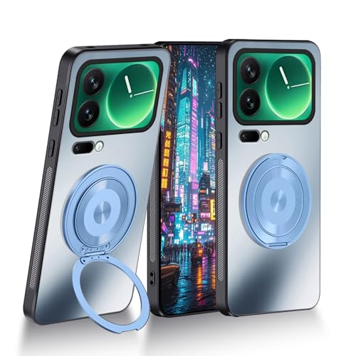 Coque Xiaomi 17 Pro Max mate rigide antichoc et magnétique avec support bleu