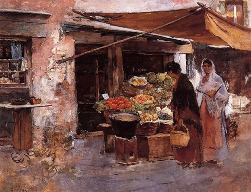 Cuadro para pared Mercato della frutta veneziano pintura lienzo decoración 60x90