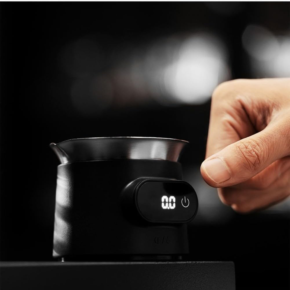 Balance à café numérique de précision 0,1 g avec tasse doseuse pour expresso, design en acier inoxydable 304, rechargeable par USB, noir