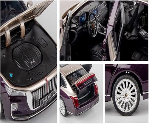 Image of LONGMIRE 1:24 HONGQI H9 Luxury Sedan Toy Car Model, Diecast Collectible Pull Back Model Car with Sound and Light, Toy Gift Vehicles for Adults Kids Boys Girls【Color As Per Stock】