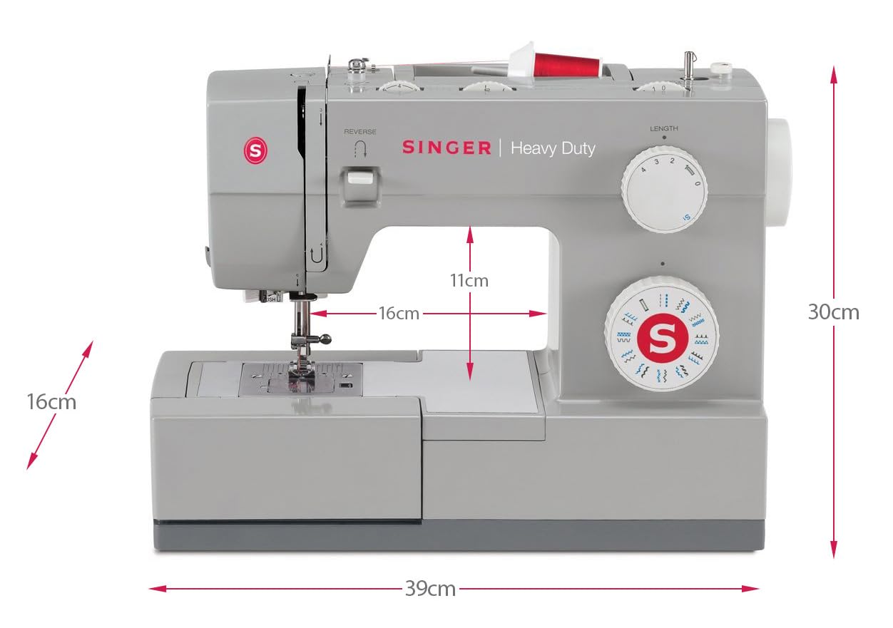 Singer Máquina de Coser Heavy Duty 4423, Motor Potente con Placa de Extensión y Pie Overlock CUCIREONLINE