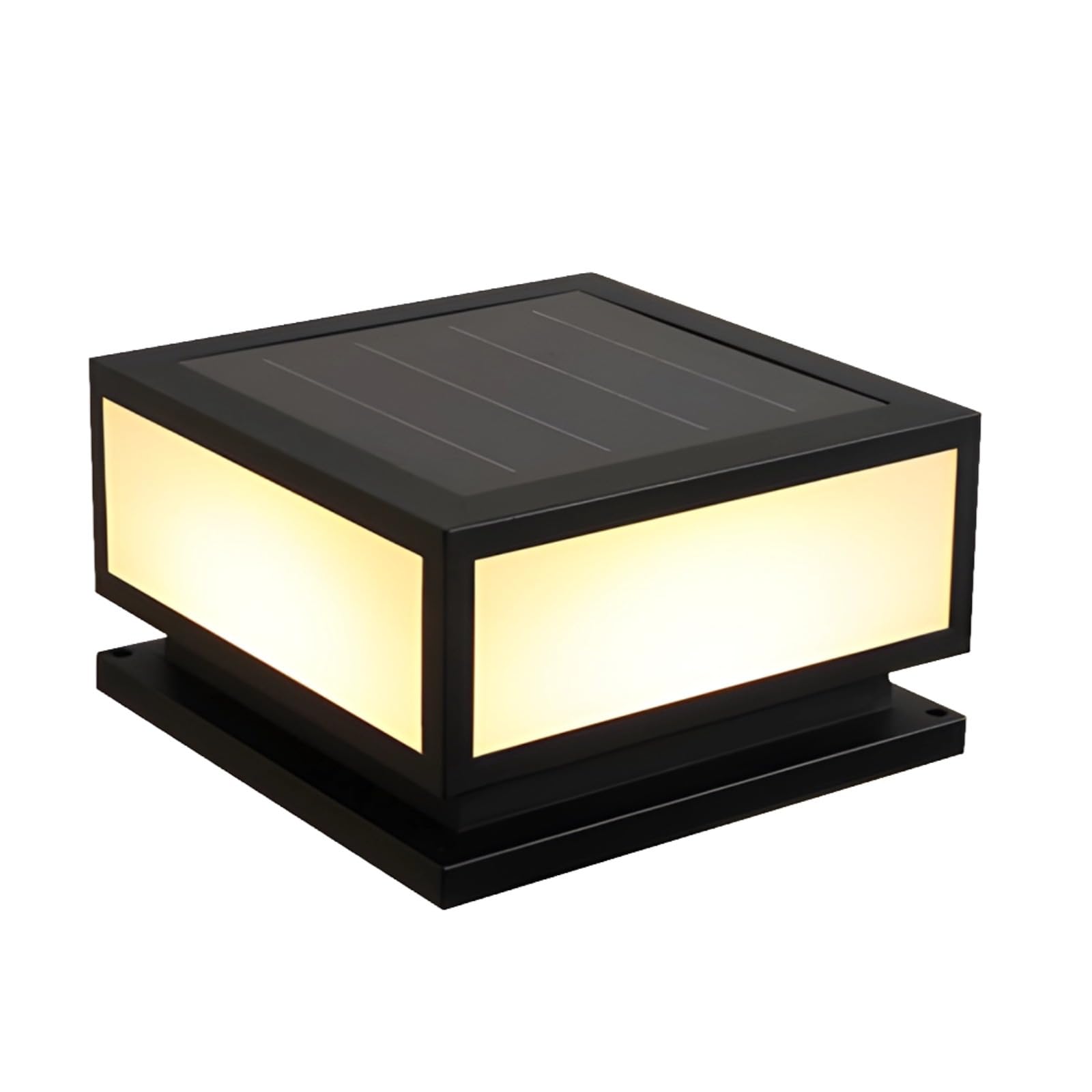 Solarne lampy słupkowe, 25 cm, kwadratowa, wodoodporna, zewnętrzna lampa słupkowa, 25 cm, jedna lampa w czterech kolorach, pilot zdalnego sterowania, lampa filarowa ABS z akrylowym kloszem