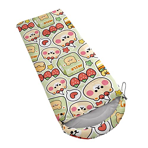 Bolsa de dormir Datura home para niños, diseño de oso caricatura, ligera, cálida, impermeable, resistente al frío para camping y senderismo (Oso 32"x90") miniatura 2
