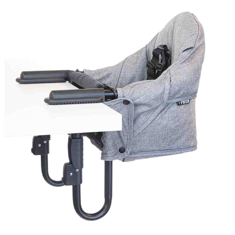 guzzie+Guss Portable Clip on High Chair - Folding and Easy Setup for Travel, Home, Restaurants, Picnics - Machine Washable Fabric - Salt & Pepper (Grey)