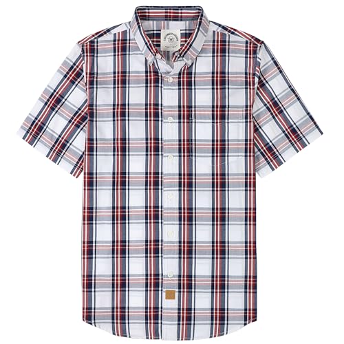 Image of Dubinik Mens Short Sleeve Button Down Shirts Soft Breathable Summer Vintage Regular Fit Lightweight Men's Casual Shirt