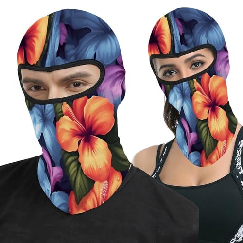 Pasamontaña para hombre y mujer con estampado floral tropical, máscara facial para motocicleta, gorro calentador de cuello y cabeza completa miniatura 1
