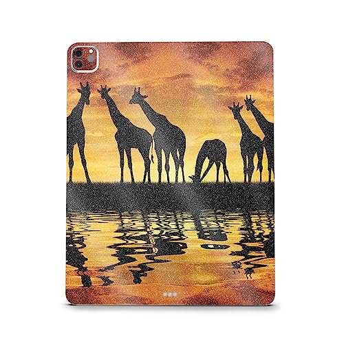 Image of MightySkins Carbon Fiber Skin Compatible with Apple iPad Pro 12.9 inch M2 6th Gen (2022) Full Wrap Kit - Glamour Giraffes | Protective Durable Textured Carbon Fiber Finish | Easy to Apply Made in The USA