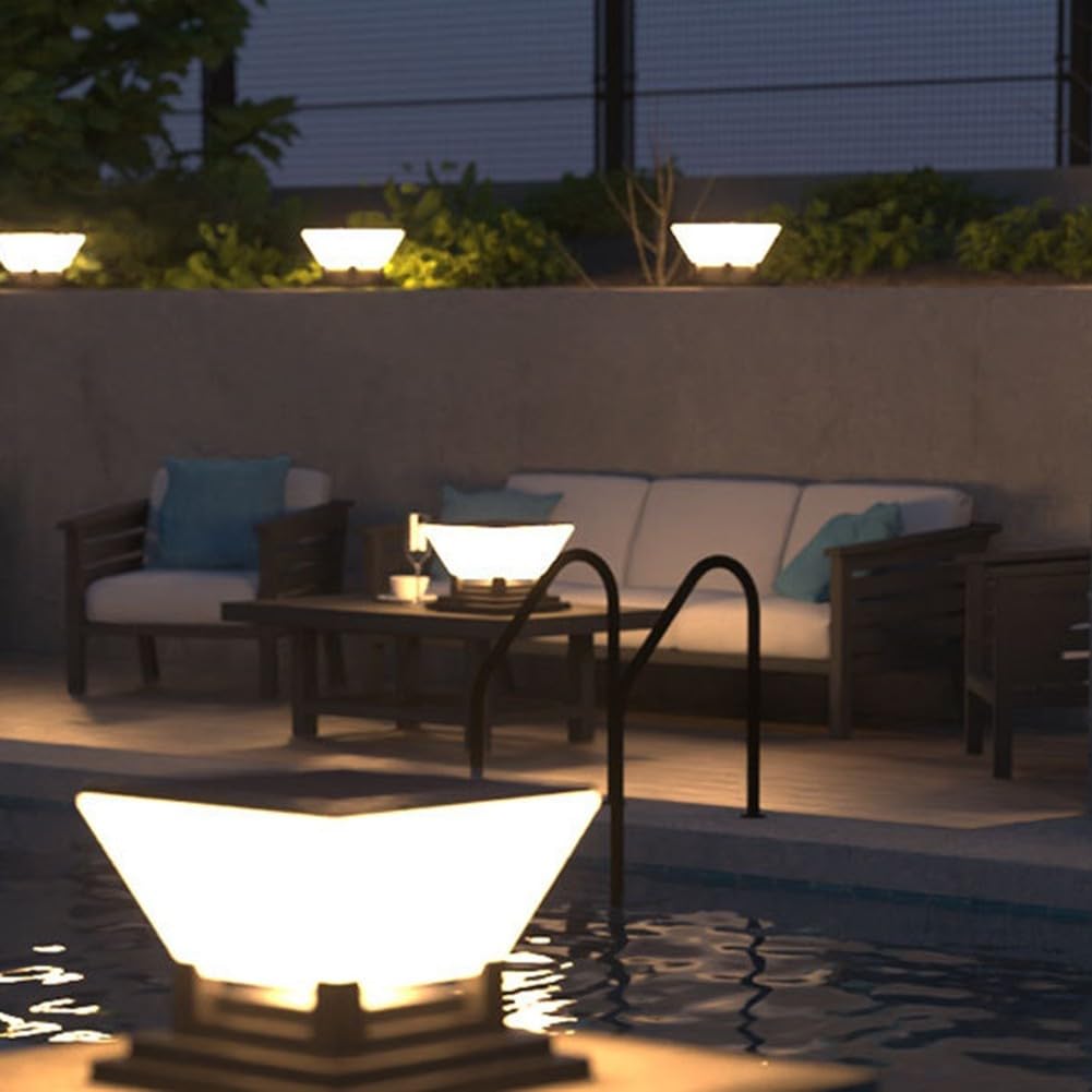 Lampadaire solaire double couleur étanche à LED pour extérieur, jardin, villa, clôture, allée, décoration (150 mm)