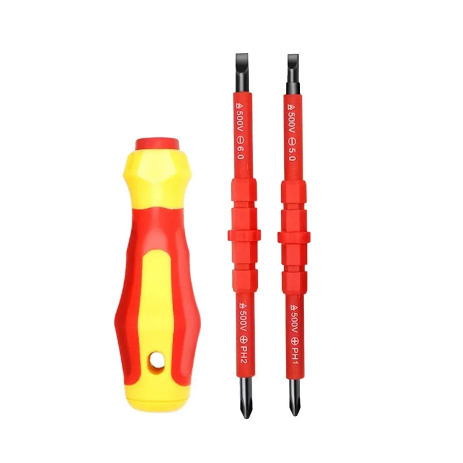 Eretyret 3Pcs Electrician's Insulated Screwdriver Set - Ergonomic Handle, Suitable For Electrical Work, Socket And Jack Screwdrivers Easy To Carry(3Pcs)