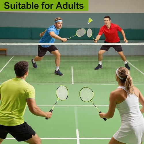 Nenkim Professional Badminton Rackets Set,4 Grips Lightweight Badminton Set for Backyard Games Adults Beginners